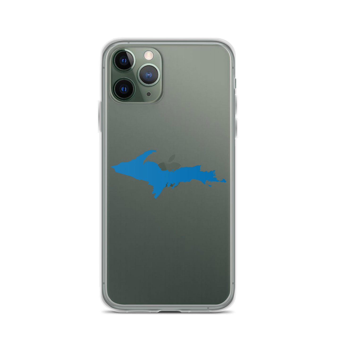 Michigan Upper Peninsula Clear iPhone Case (w/ Azure UP Outline)