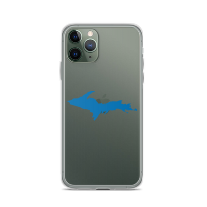 Michigan Upper Peninsula Clear iPhone Case (w/ Azure UP Outline)