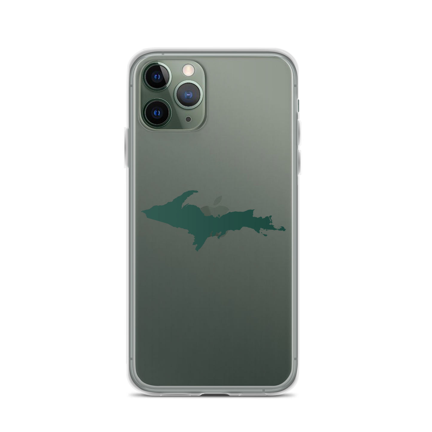 Michigan Upper Peninsula Clear iPhone Case (w/ Green UP Outline)