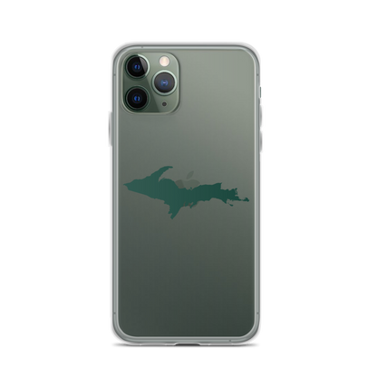 Michigan Upper Peninsula Clear iPhone Case (w/ Green UP Outline)