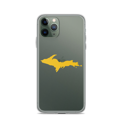 Michigan Upper Peninsula Clear iPhone Case (w/ Gold UP Outline)