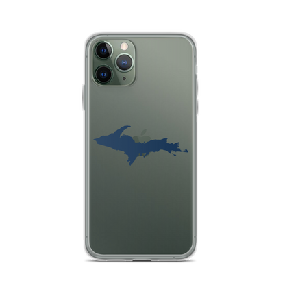 Michigan Upper Peninsula Clear iPhone Case (w/ Navy UP Outline)