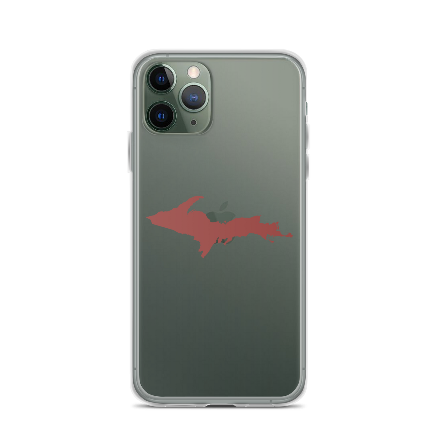 Michigan Upper Peninsula Clear iPhone Case (w/ Ore Dock Red UP Outline)