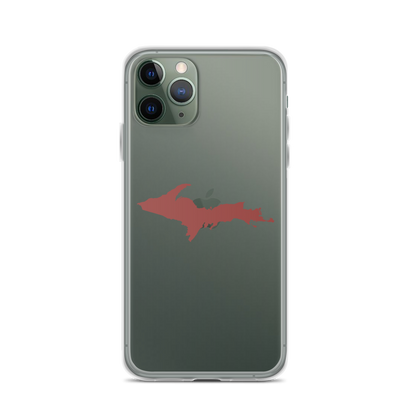 Michigan Upper Peninsula Clear iPhone Case (w/ Ore Dock Red UP Outline)