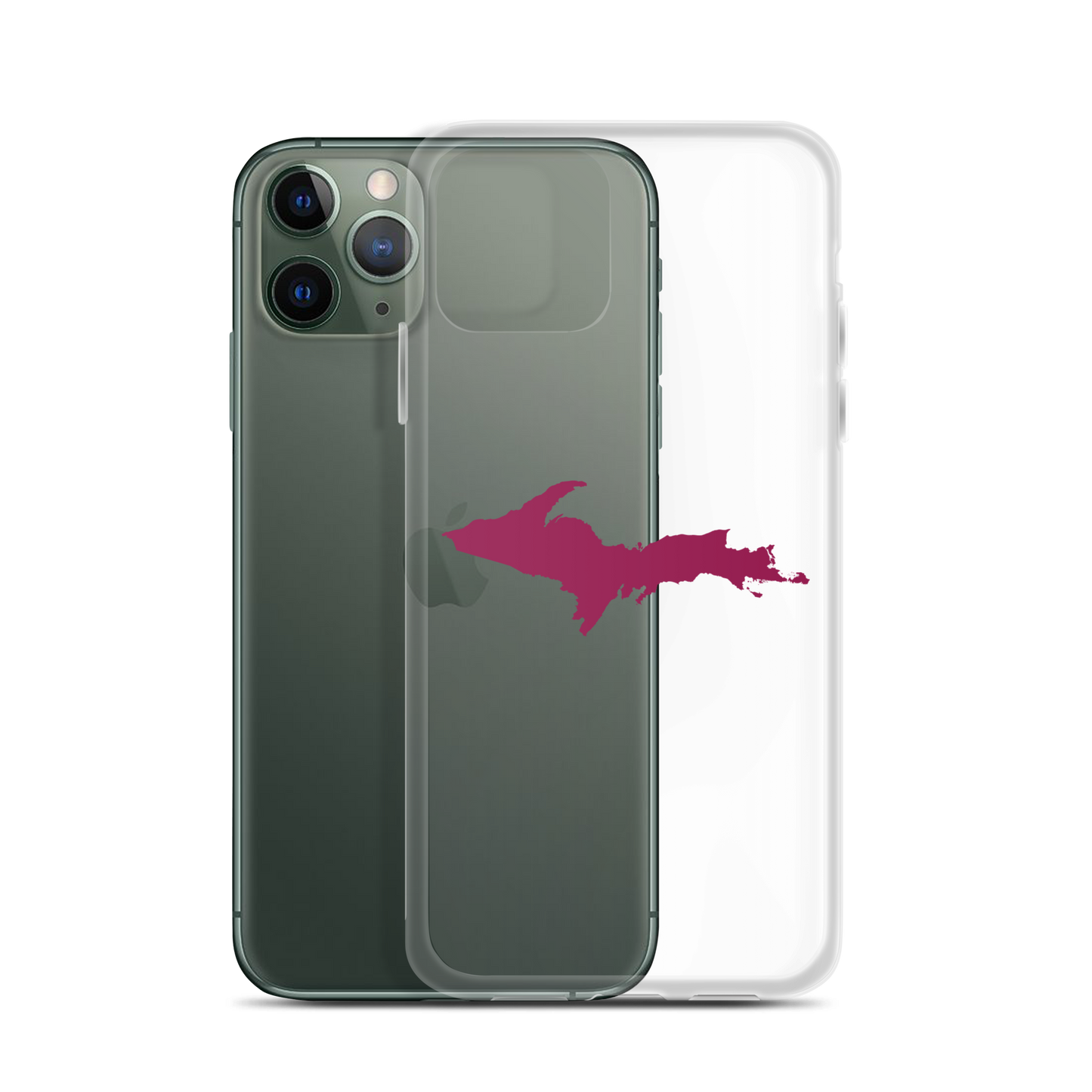 Michigan Upper Peninsula Clear iPhone Case (w/ Ruby Red UP Outline)