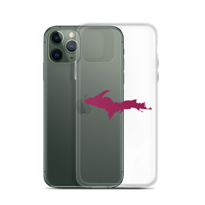 Michigan Upper Peninsula Clear iPhone Case (w/ Ruby Red UP Outline)