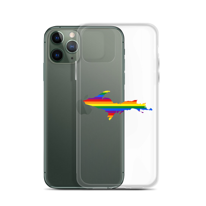 Michigan Upper Peninsula Clear iPhone Case (w/ UP Pride Flag Outline)