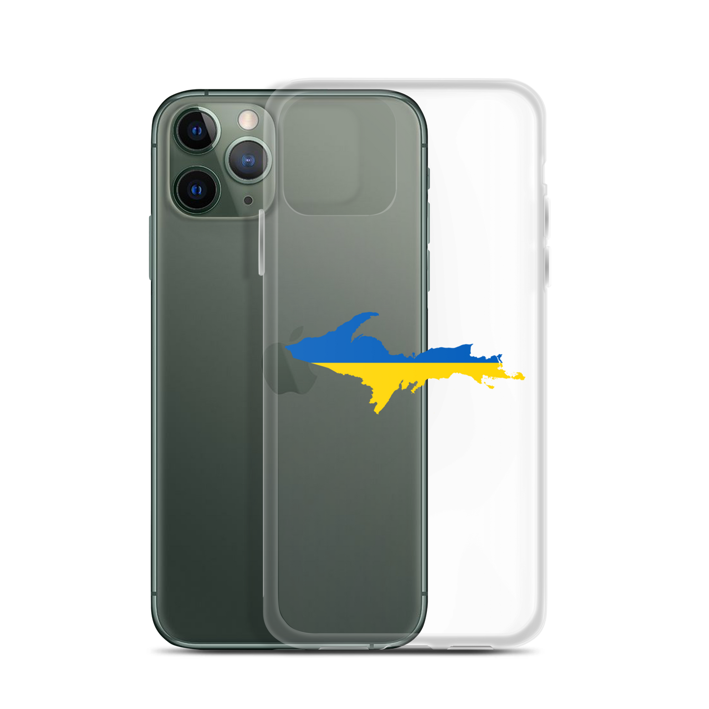 Michigan Upper Peninsula Clear iPhone Case (w/ UP Ukraine Flag Outline)