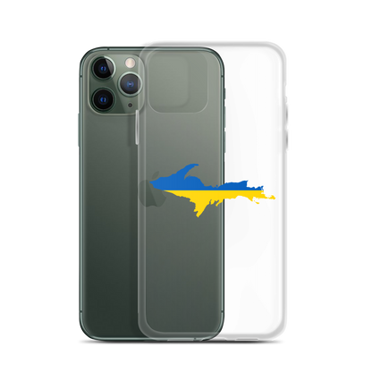 Michigan Upper Peninsula Clear iPhone Case (w/ UP Ukraine Flag Outline)