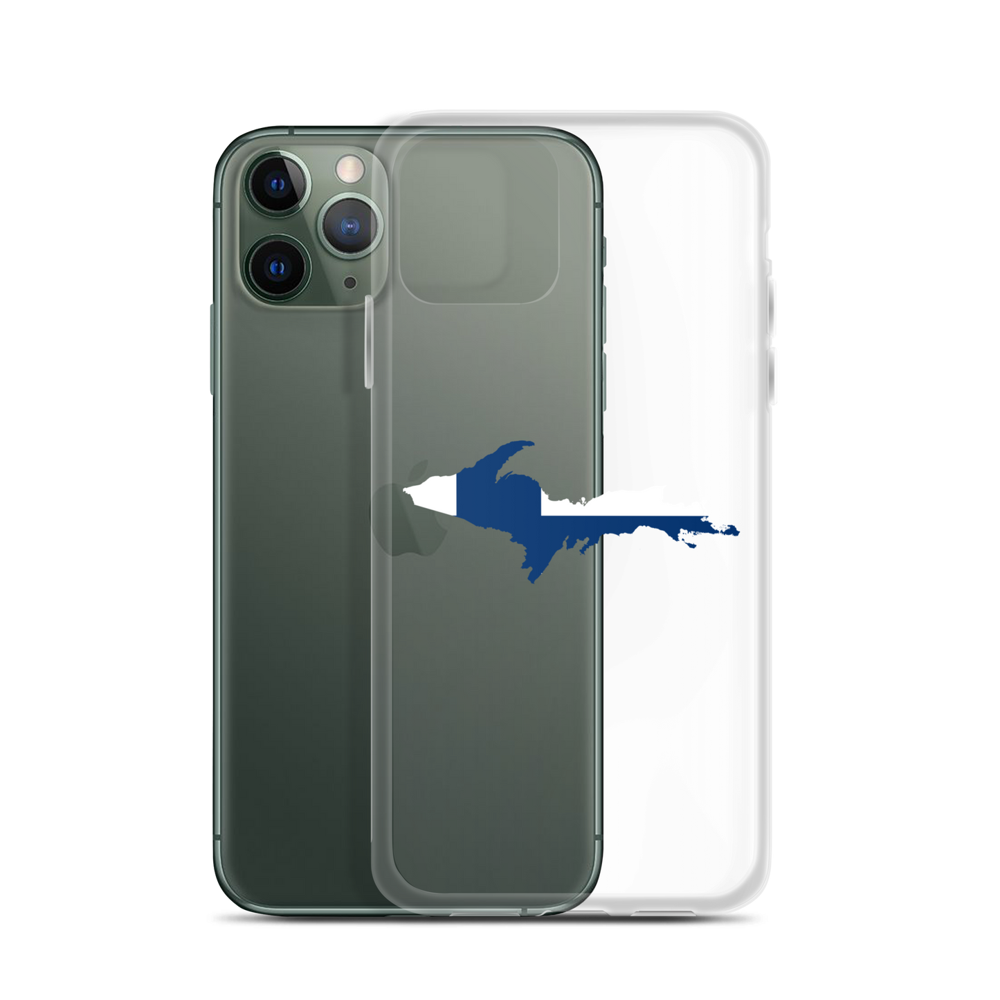 Michigan Upper Peninsula Clear iPhone Case (w/ UP Finland Flag Outline)