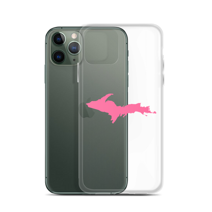 Michigan Upper Peninsula Clear iPhone Case (w/ Pink UP Outline)