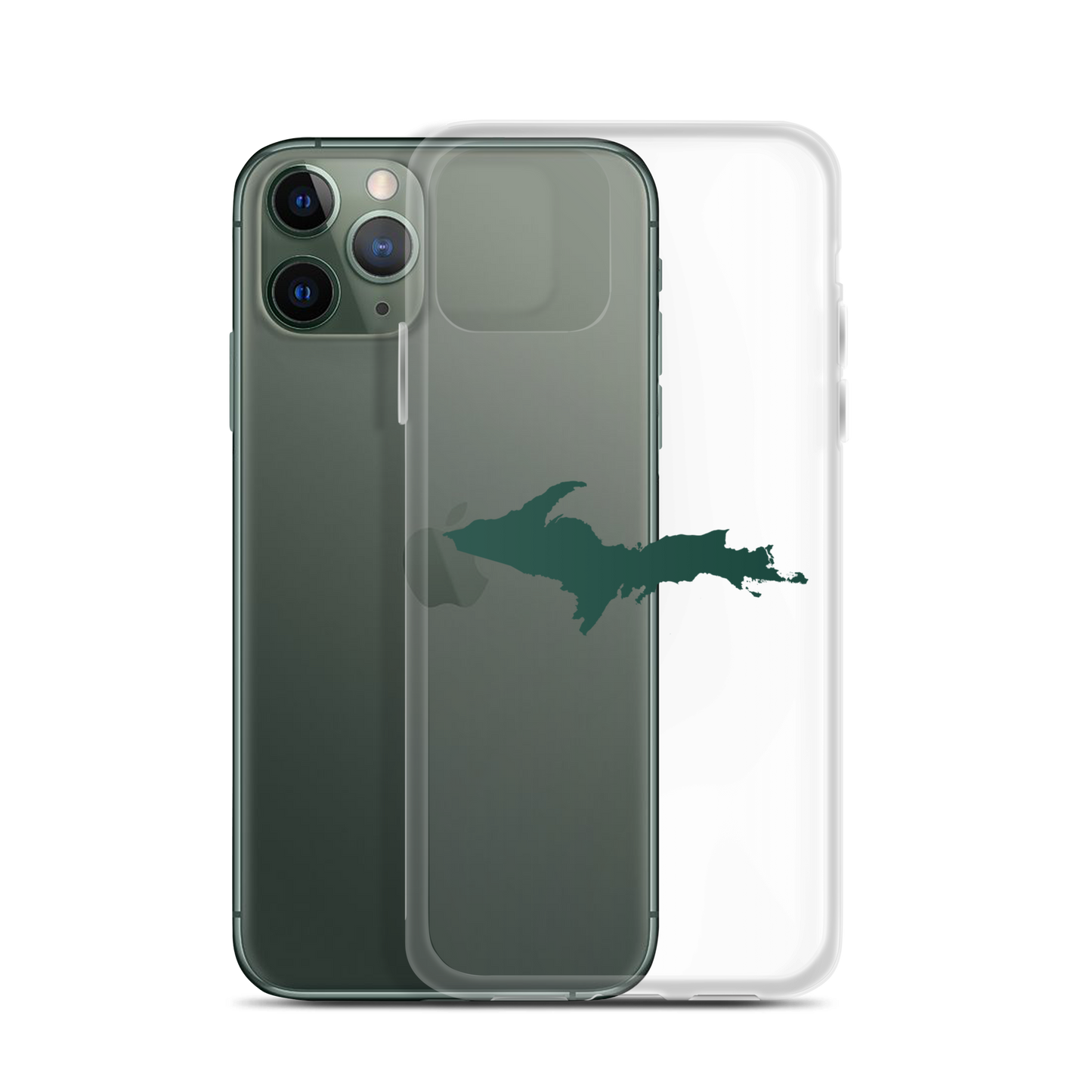 Michigan Upper Peninsula Clear iPhone Case (w/ Green UP Outline)