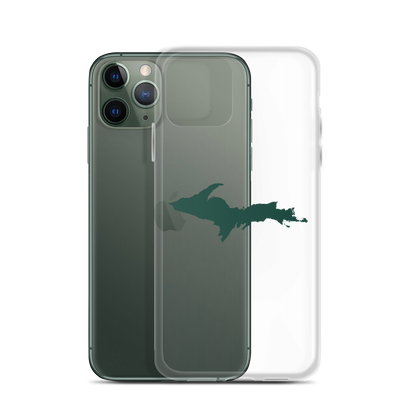 Michigan Upper Peninsula Clear iPhone Case (w/ Green UP Outline)