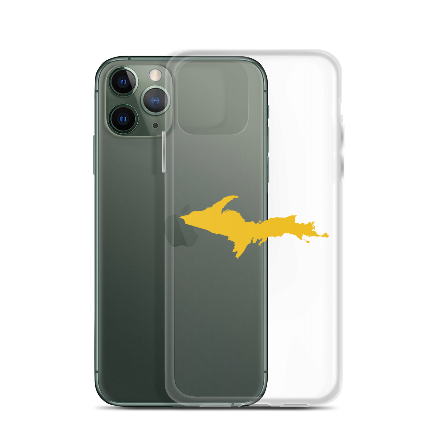 Michigan Upper Peninsula Clear iPhone Case (w/ Gold UP Outline)