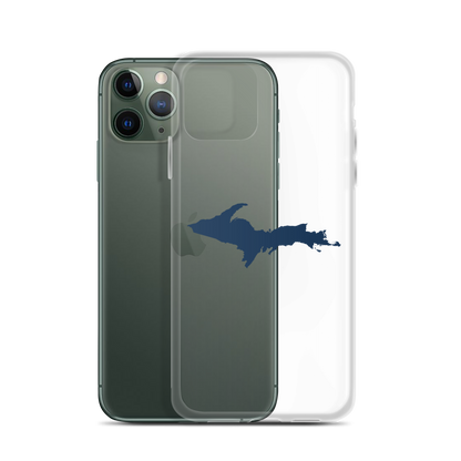 Michigan Upper Peninsula Clear iPhone Case (w/ Navy UP Outline)