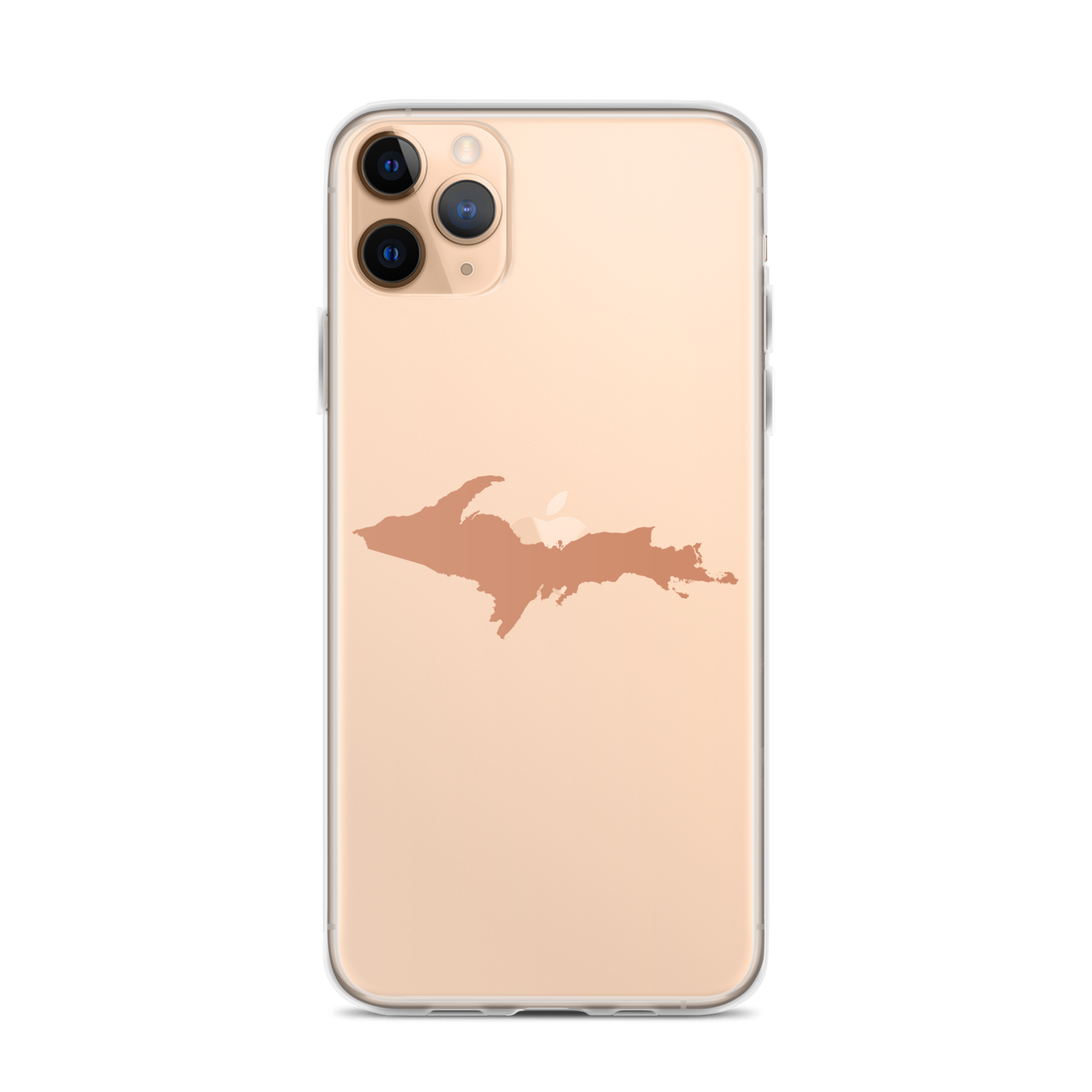 Michigan Upper Peninsula Clear iPhone Case (w/ Copper Color UP Outline)