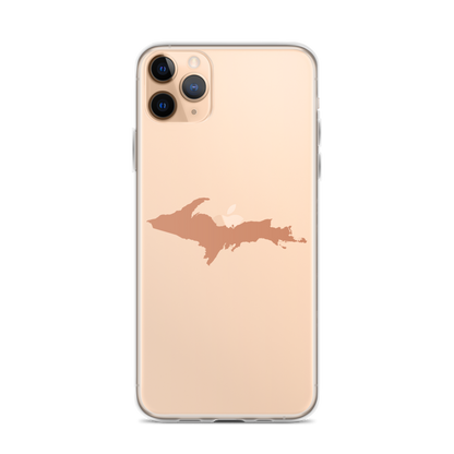 Michigan Upper Peninsula Clear iPhone Case (w/ Copper Color UP Outline)