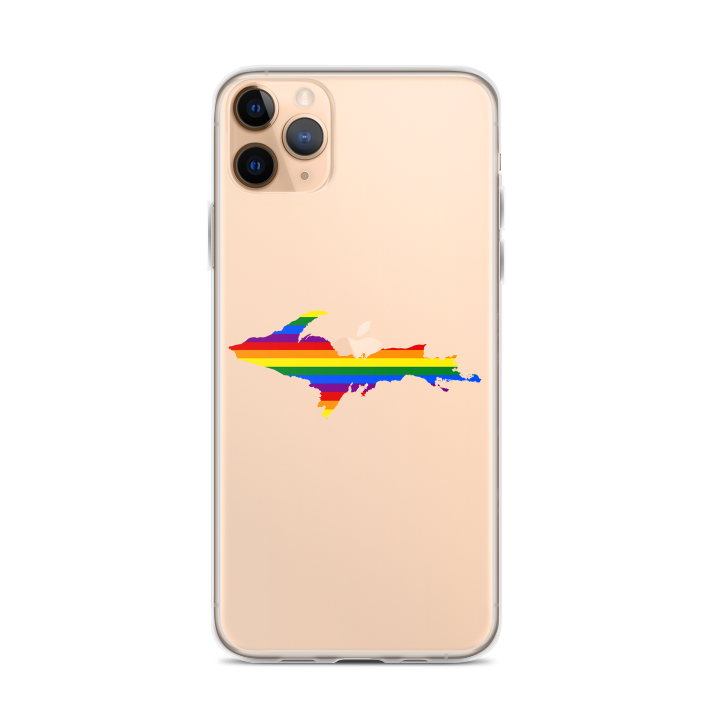 Michigan Upper Peninsula Clear iPhone Case (w/ UP Pride Flag Outline)