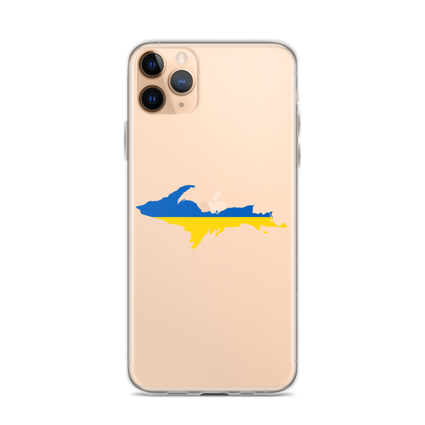 Michigan Upper Peninsula Clear iPhone Case (w/ UP Ukraine Flag Outline)