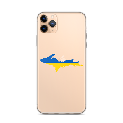 Michigan Upper Peninsula Clear iPhone Case (w/ UP Ukraine Flag Outline)