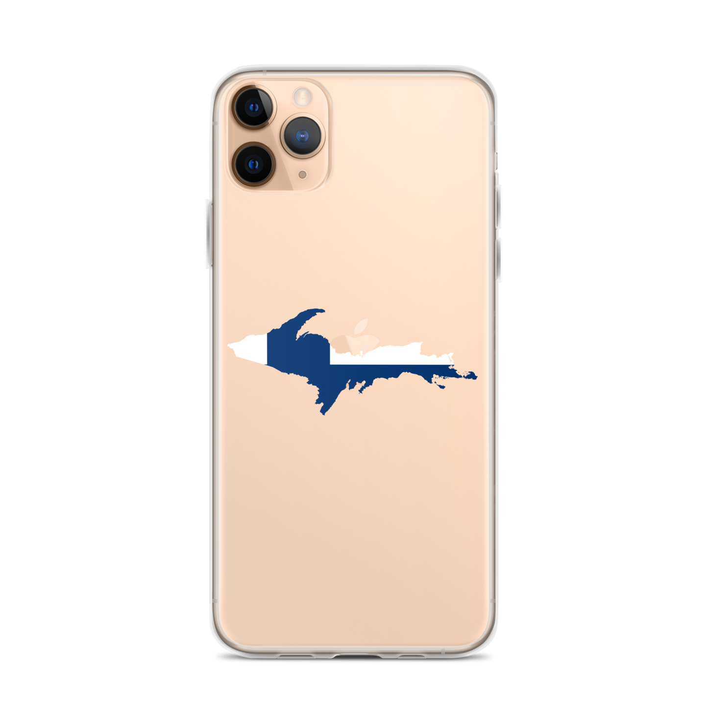 Michigan Upper Peninsula Clear iPhone Case (w/ UP Finland Flag Outline)