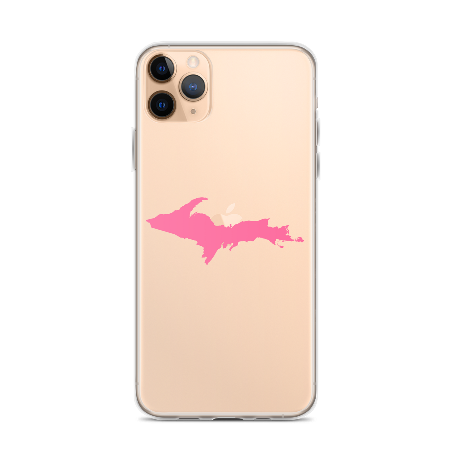 Michigan Upper Peninsula Clear iPhone Case (w/ Pink UP Outline)