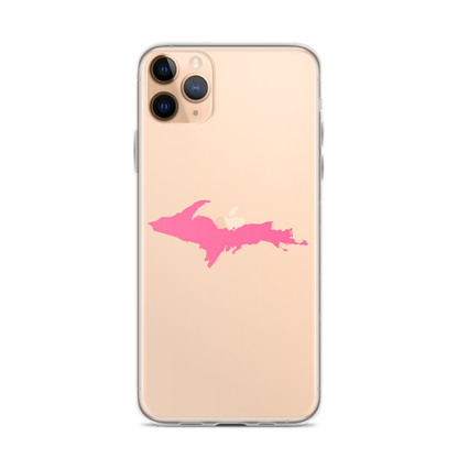 Michigan Upper Peninsula Clear iPhone Case (w/ Pink UP Outline)