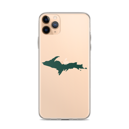 Michigan Upper Peninsula Clear iPhone Case (w/ Green UP Outline)