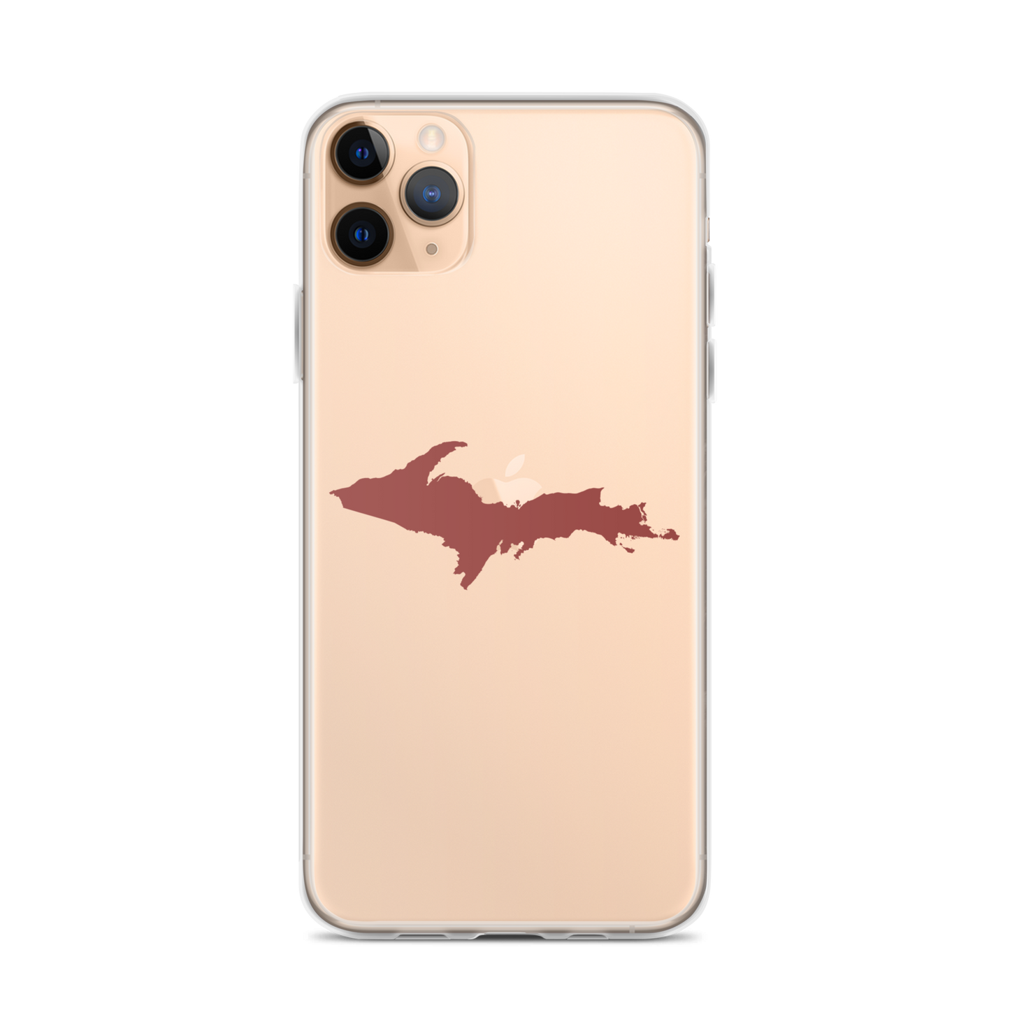 Michigan Upper Peninsula Clear iPhone Case (w/ Ore Dock Red UP Outline)