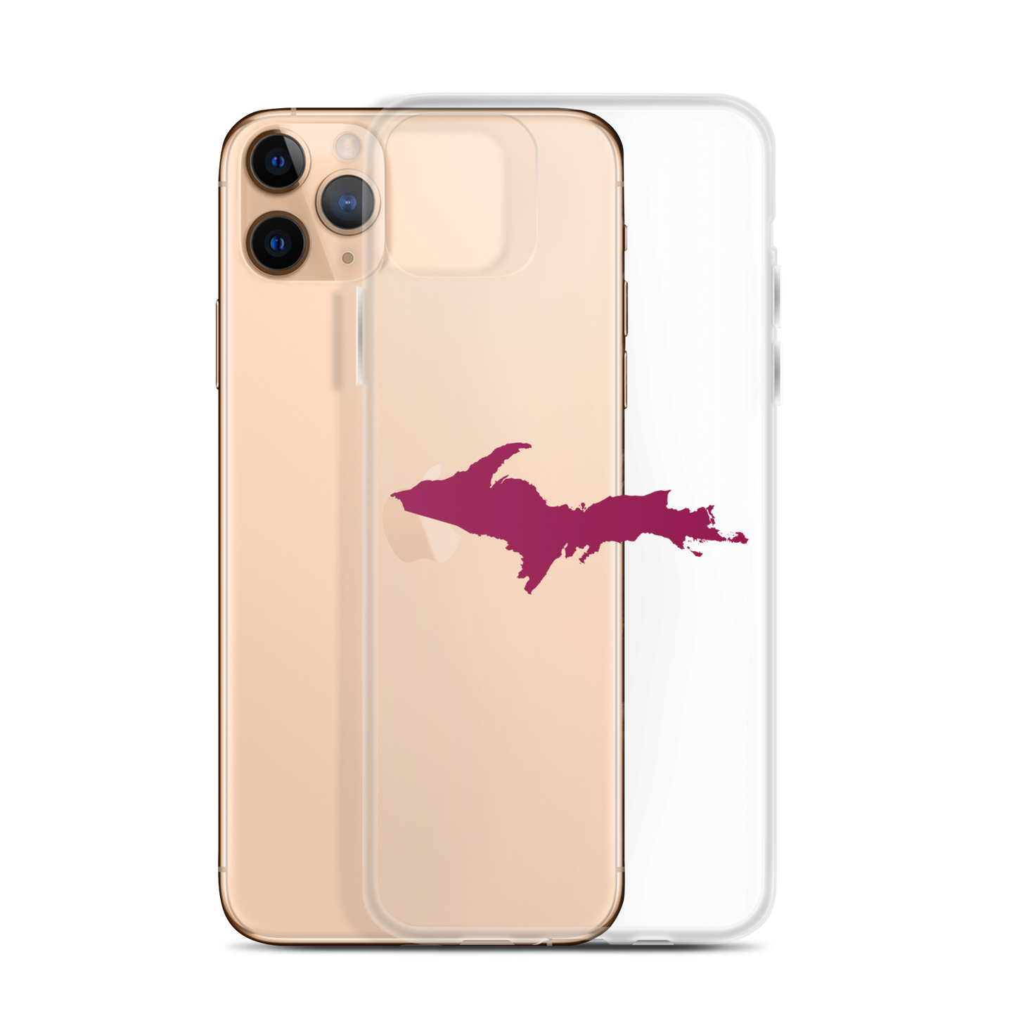 Michigan Upper Peninsula Clear iPhone Case (w/ Ruby Red UP Outline)