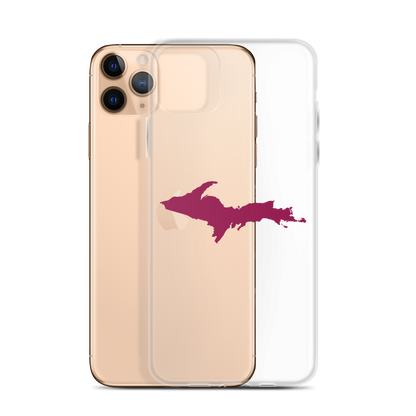 Michigan Upper Peninsula Clear iPhone Case (w/ Ruby Red UP Outline)