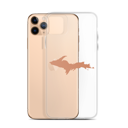 Michigan Upper Peninsula Clear iPhone Case (w/ Copper Color UP Outline)