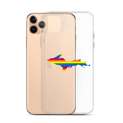 Michigan Upper Peninsula Clear iPhone Case (w/ UP Pride Flag Outline)