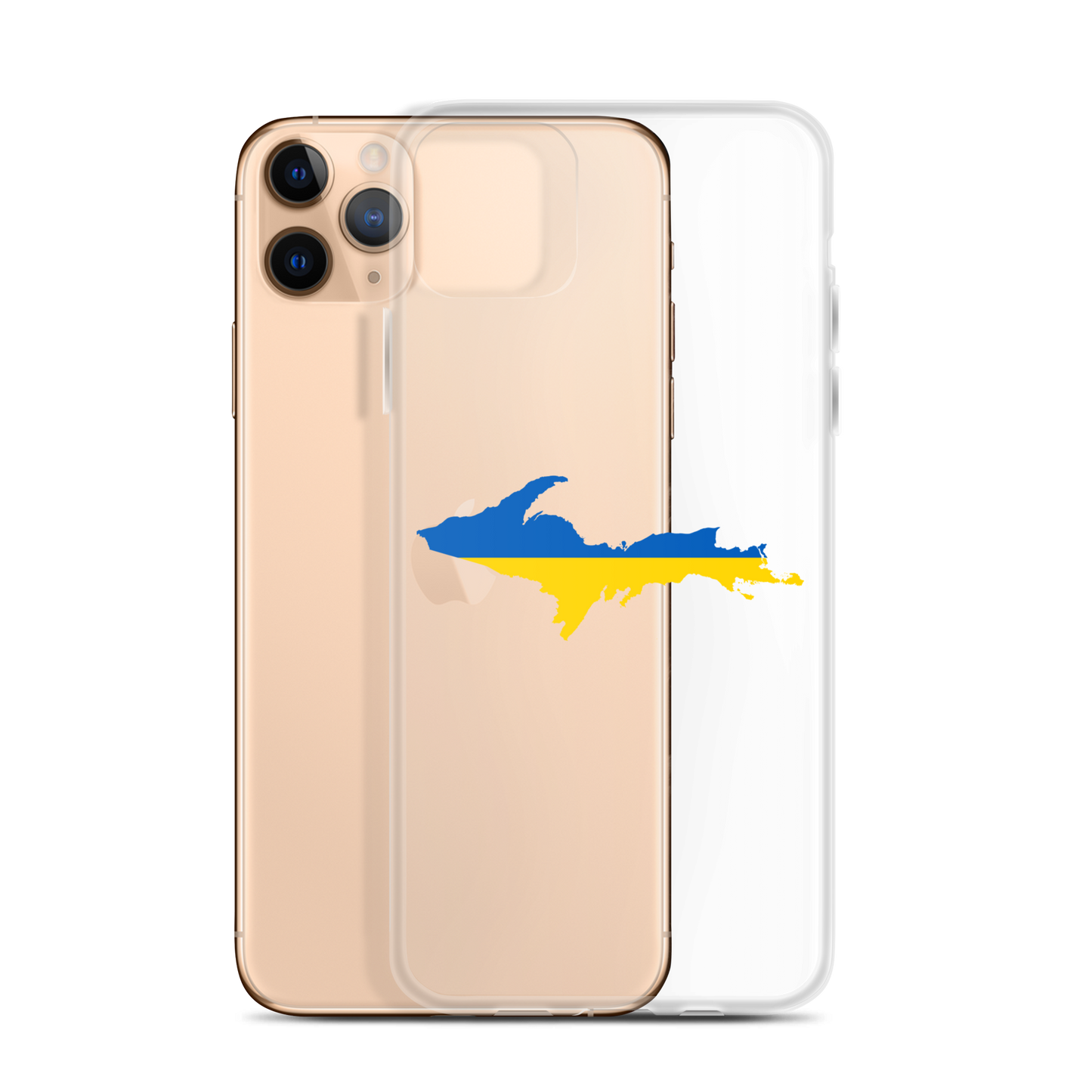 Michigan Upper Peninsula Clear iPhone Case (w/ UP Ukraine Flag Outline)