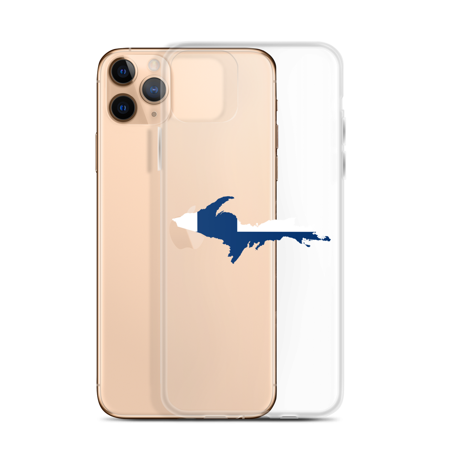 Michigan Upper Peninsula Clear iPhone Case (w/ UP Finland Flag Outline)