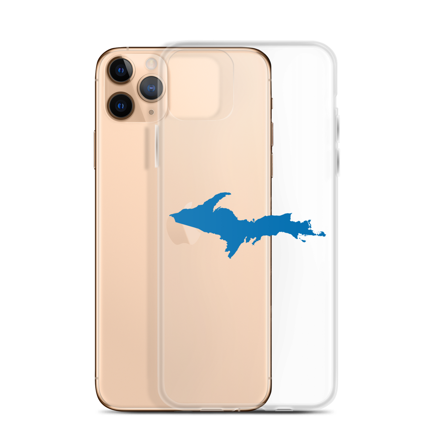 Michigan Upper Peninsula Clear iPhone Case (w/ Azure UP Outline)