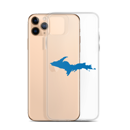 Michigan Upper Peninsula Clear iPhone Case (w/ Azure UP Outline)