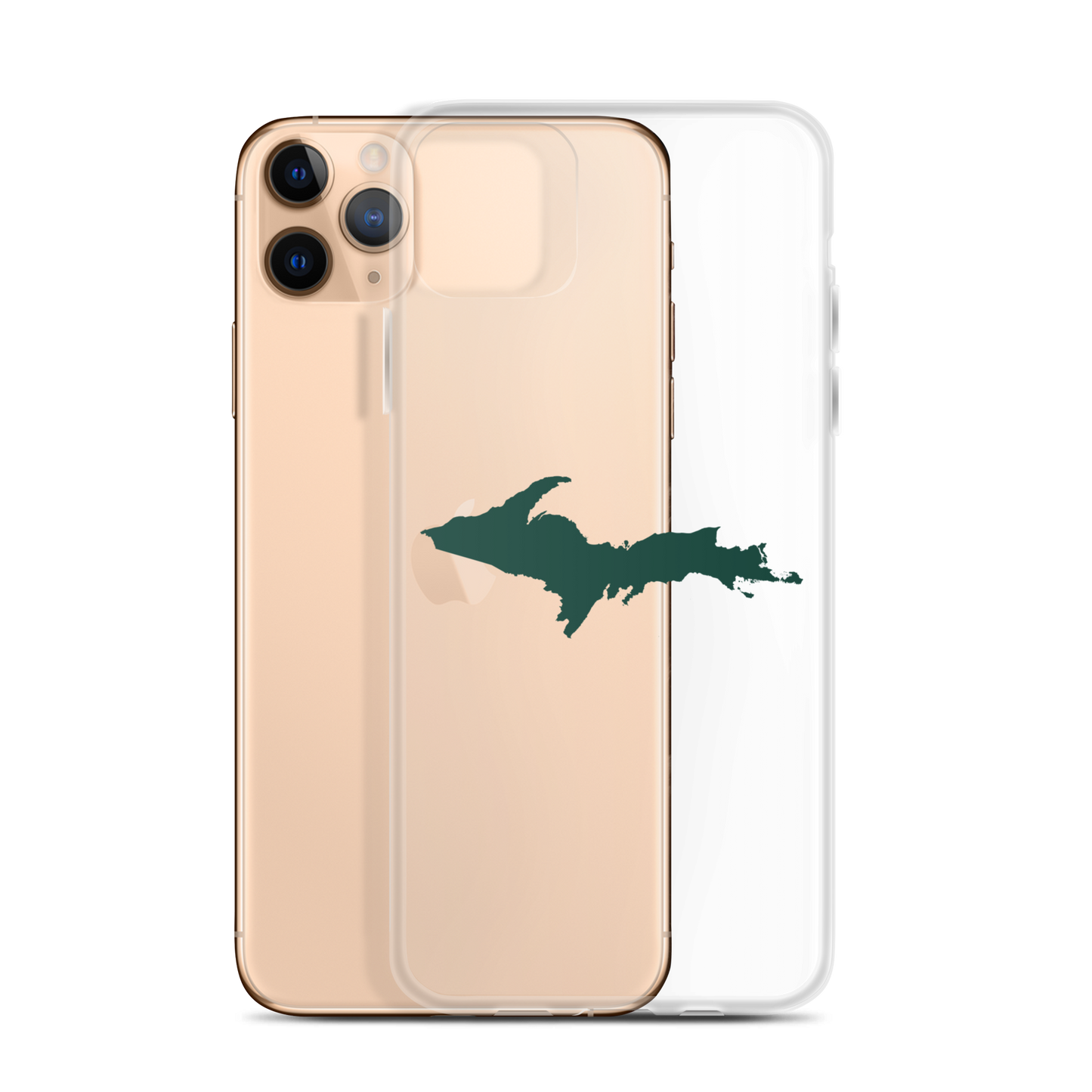 Michigan Upper Peninsula Clear iPhone Case (w/ Green UP Outline)