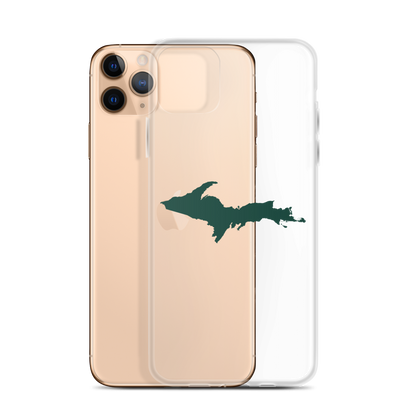 Michigan Upper Peninsula Clear iPhone Case (w/ Green UP Outline)