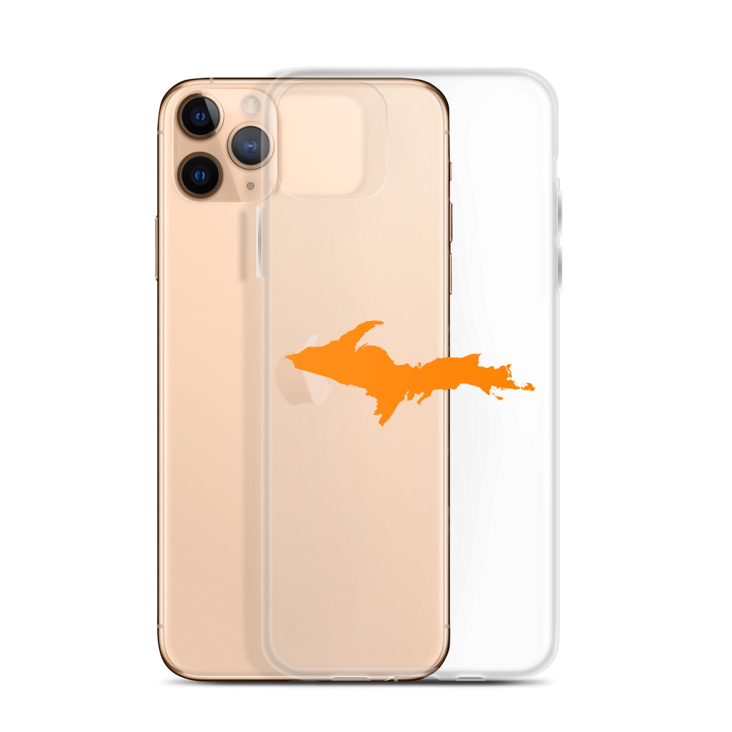 Michigan Upper Peninsula Clear iPhone Case (w/ Orange UP Outline)