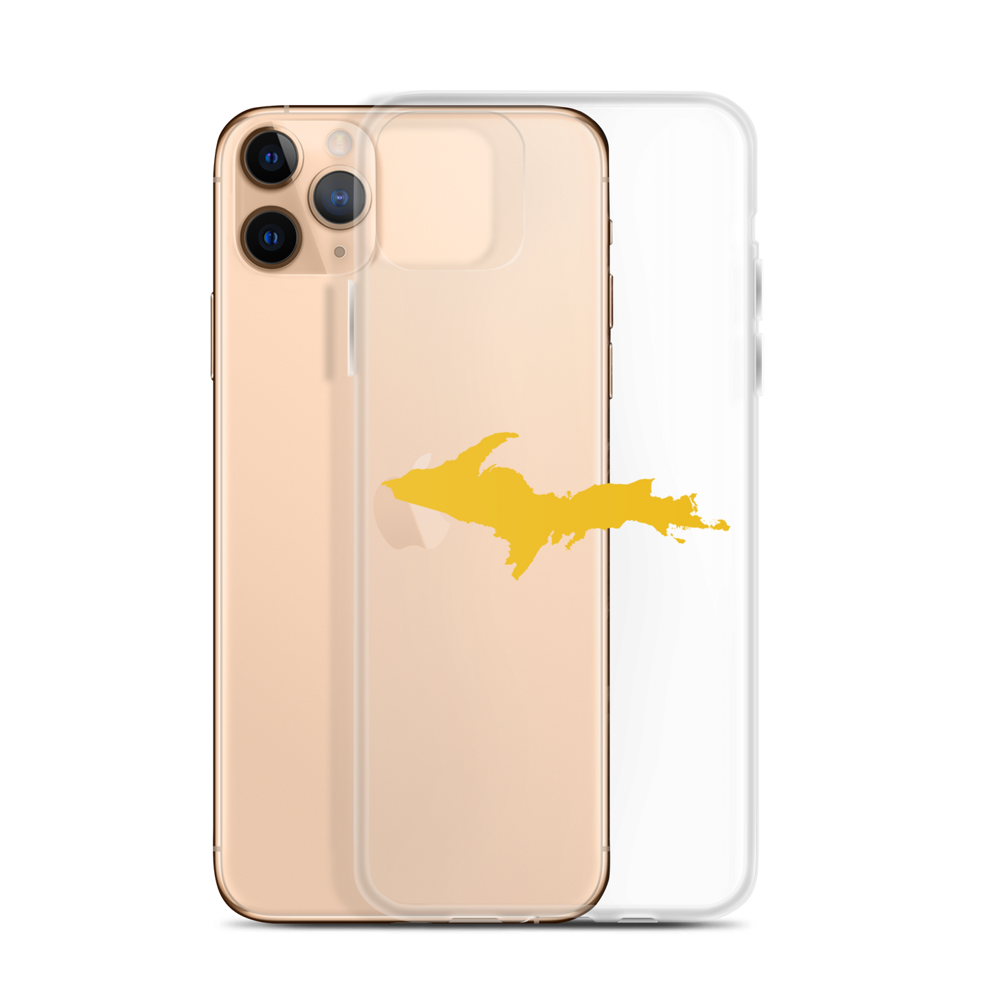 Michigan Upper Peninsula Clear iPhone Case (w/ Gold UP Outline)