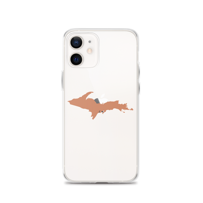 Michigan Upper Peninsula Clear iPhone Case (w/ Copper Color UP Outline)