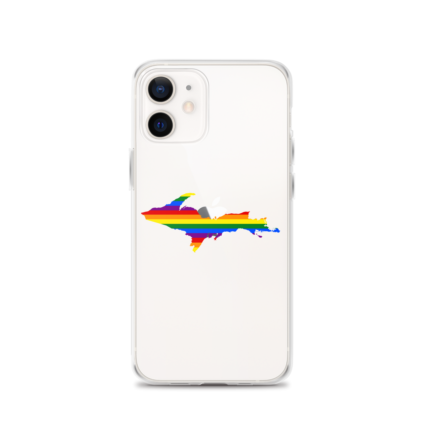 Michigan Upper Peninsula Clear iPhone Case (w/ UP Pride Flag Outline)