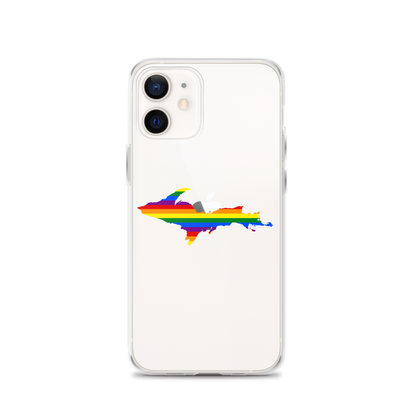 Michigan Upper Peninsula Clear iPhone Case (w/ UP Pride Flag Outline)