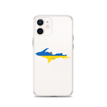 Michigan Upper Peninsula Clear iPhone Case (w/ UP Ukraine Flag Outline)