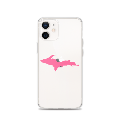 Michigan Upper Peninsula Clear iPhone Case (w/ Pink UP Outline)