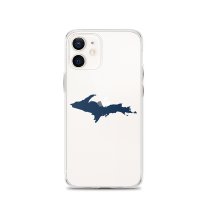 Michigan Upper Peninsula Clear iPhone Case (w/ Navy UP Outline)