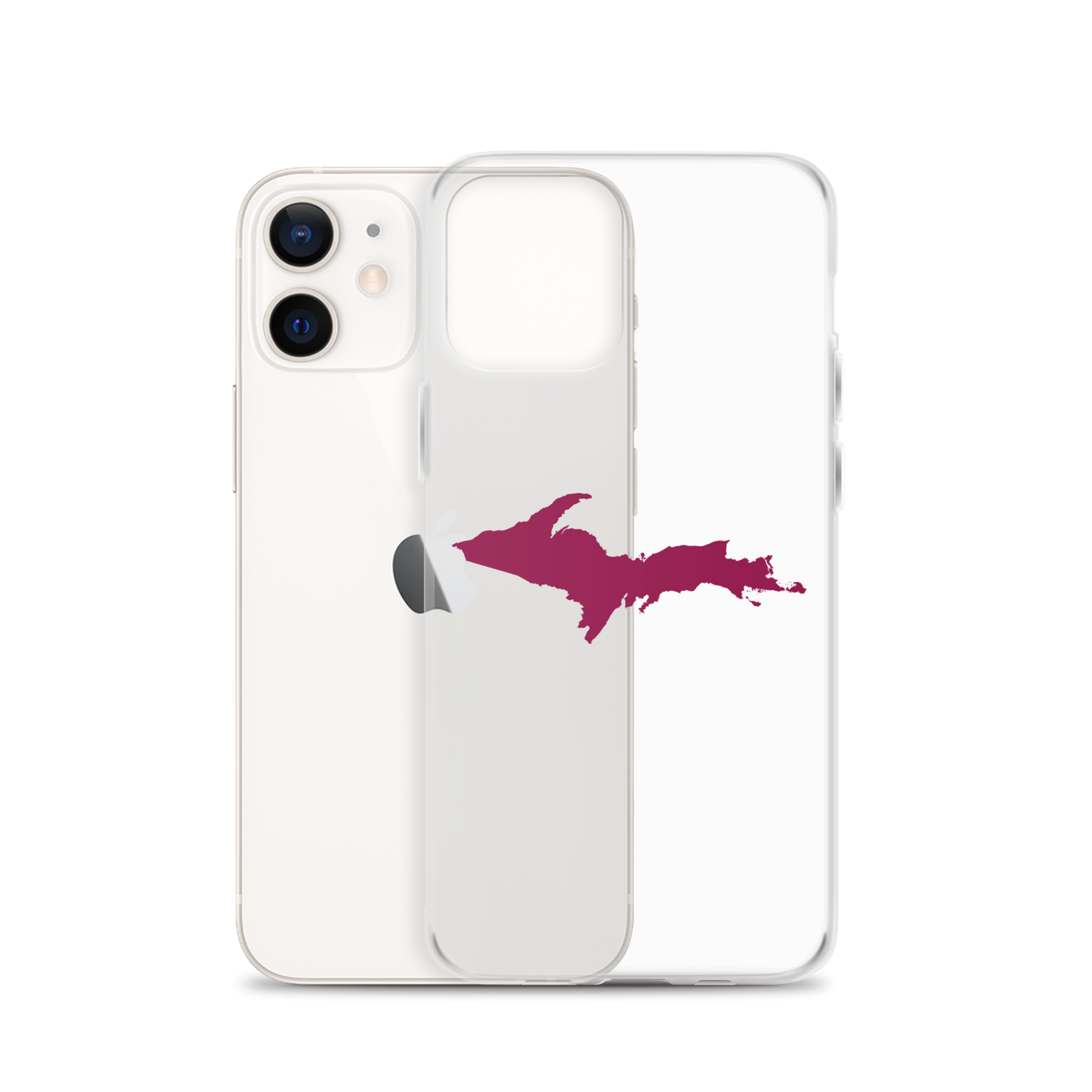 Michigan Upper Peninsula Clear iPhone Case (w/ Ruby Red UP Outline)