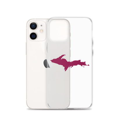 Michigan Upper Peninsula Clear iPhone Case (w/ Ruby Red UP Outline)