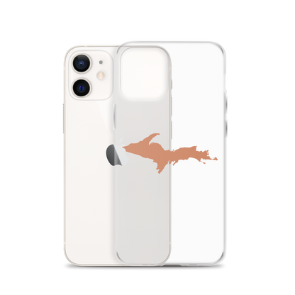 Michigan Upper Peninsula Clear iPhone Case (w/ Copper Color UP Outline)